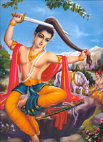 Cutting off his hair, shaving off his beard, the Prince instructs Dunpa to return to the palace with his garments, ornaments and precious sword.